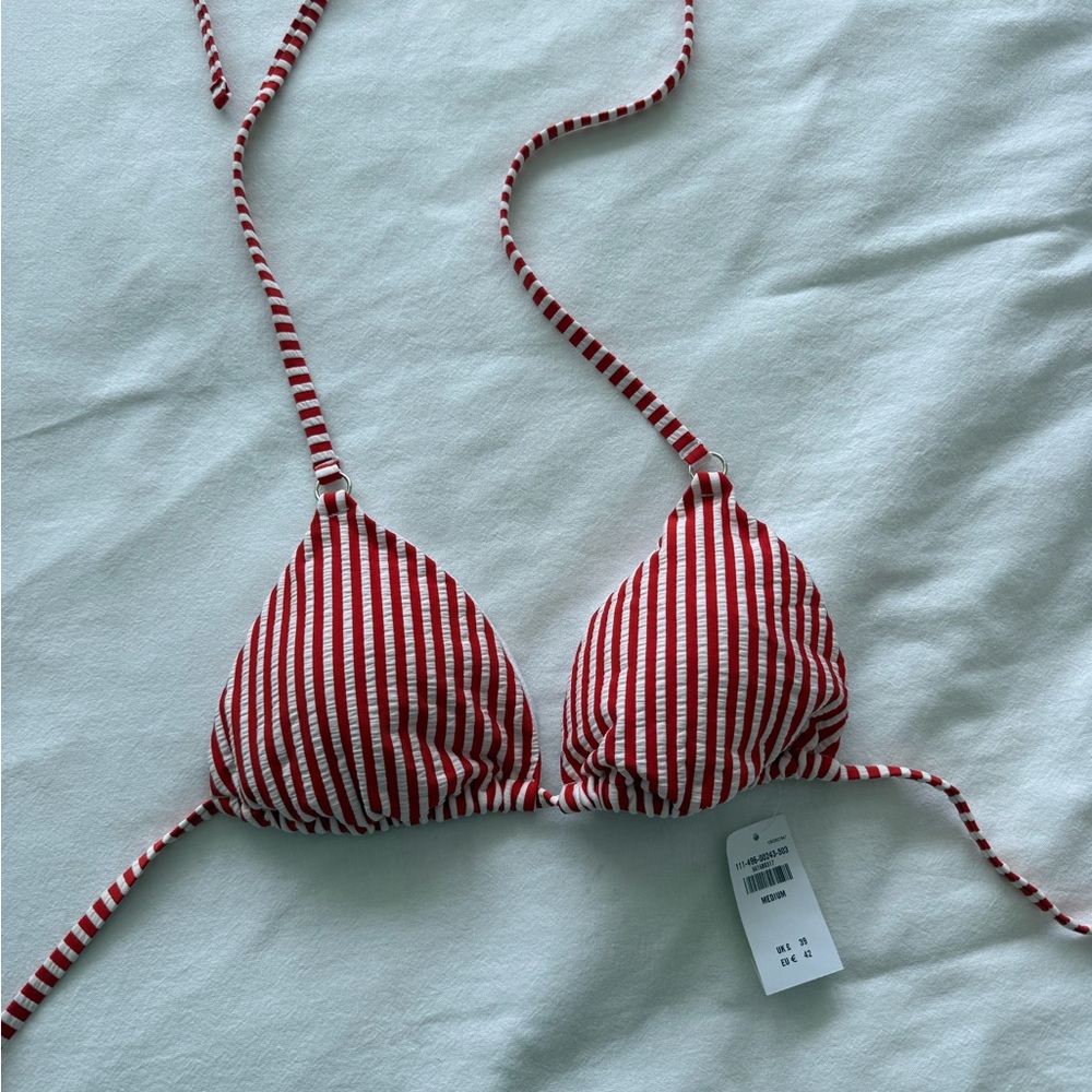 Abercrombie & Fitch Red and White Striped Bikini Top NEW WITH TAGS